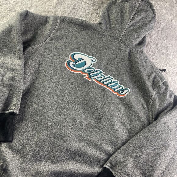 Miami Dolphins Jacket Mens XXL Gray Black NFL Pro Line Hoodie Fleece Lined Retro - Picture 1 of 10